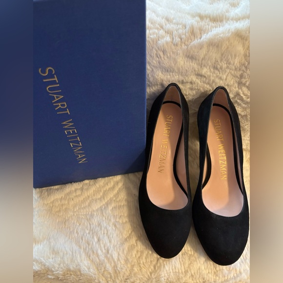 NWB Stuart Weitzman Larsa BLK suede Pump Sz 36.5 - Picture 7 of 13